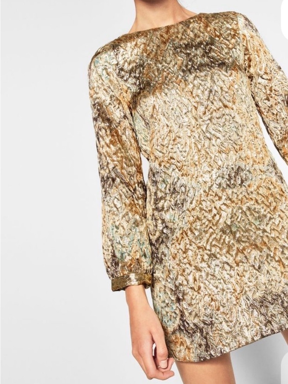 Stunning Zara Shimmer Jacquard Mini Dress with Deep V-Back  (Never Worn!)
